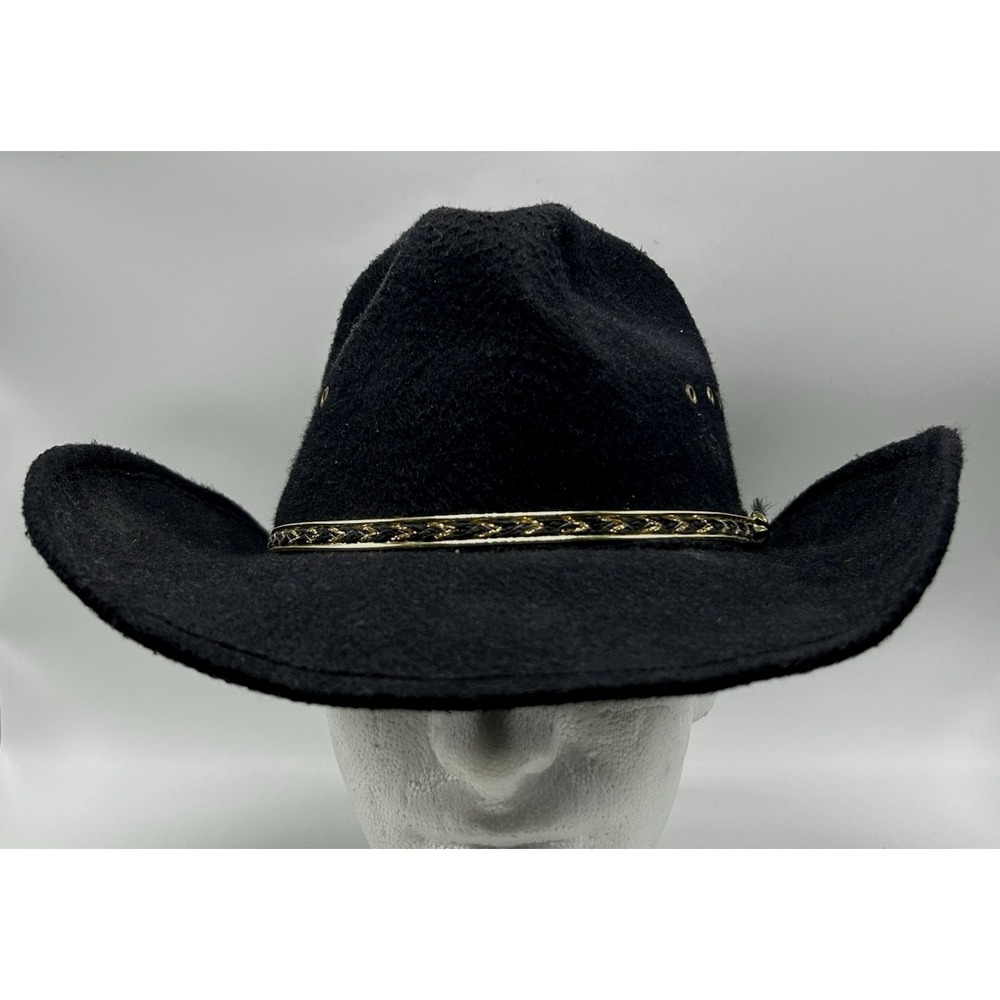 Western Express Inc Cowboy Hat Mens M Black Round Elastic Band Cowboy Read